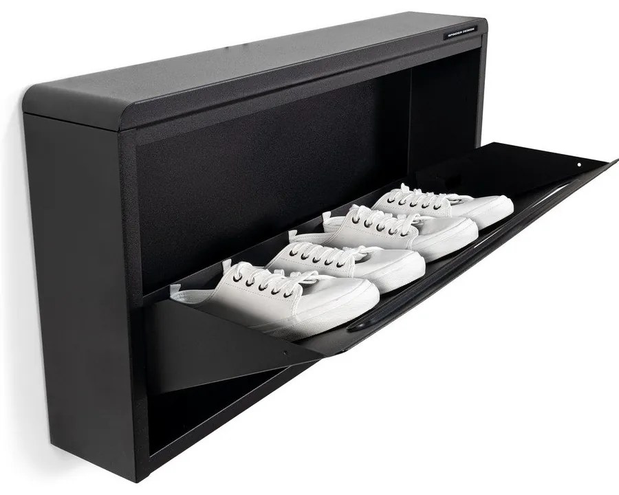 Čierna kovová výklopná závesná skrinka na topánky Mario – Spinder Design