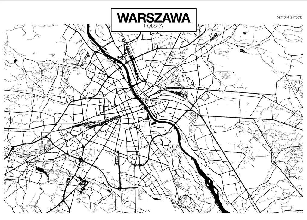 Artgeist Fototapeta - Warsaw Map Veľkosť: 100x70, Verzia: Premium