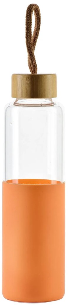 Sklenená fľaša Hollie Orange 600 ml bambusové veko