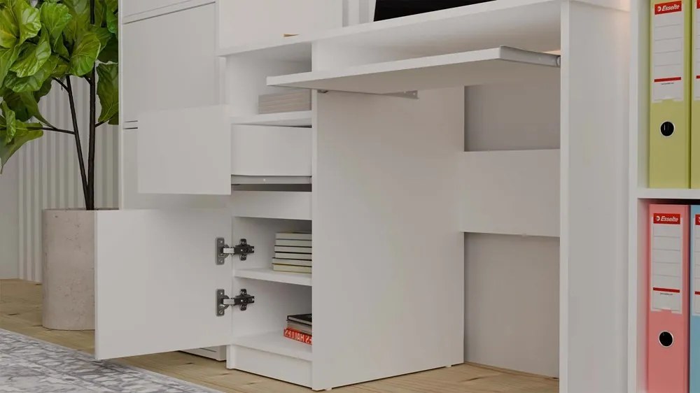 Písací stôl Porto 98 cm biely ľavý