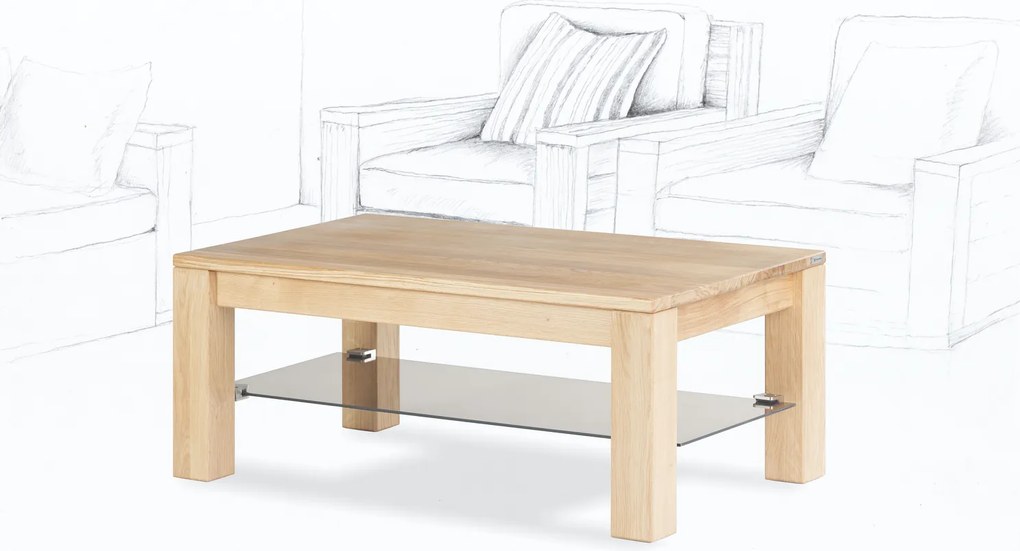 Wooded Konferenční stolek Chicago Glass z masivu DUB