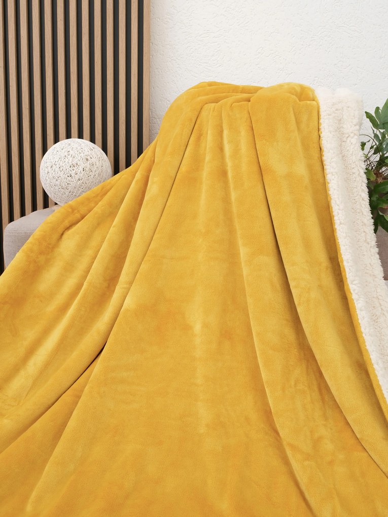 Baránková deka mikroplyš Exclusive 150 × 200 cm – Laura horčicová