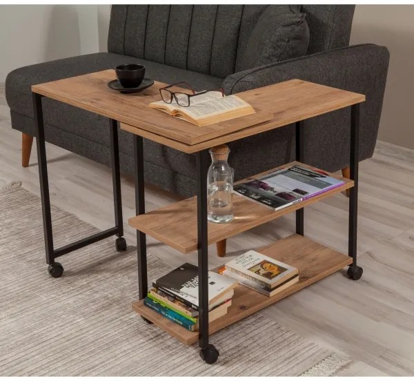 Odkladací stolík MELIN 63x70 cm hnedá/čierna