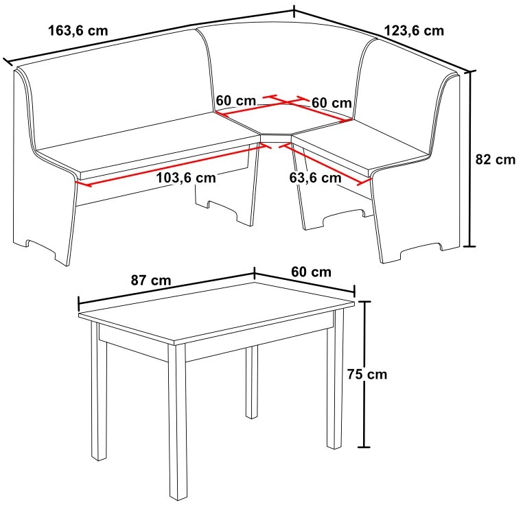 Nabytekmorava Rohová lavica so stolom farba lamina: dub sonoma 325, čalúnenie vo farbe: Mega 31 losos