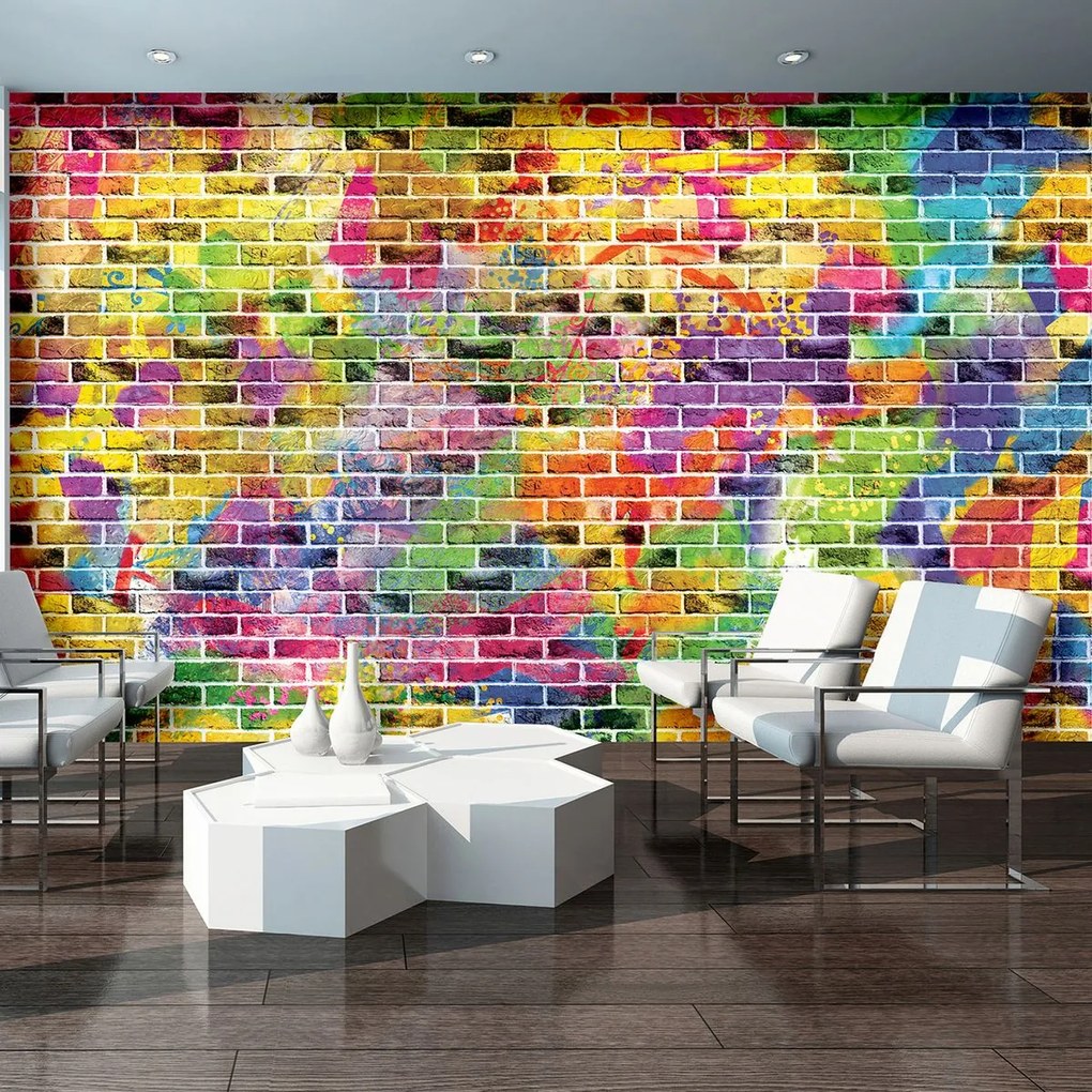 Fototapeta - Graffiti - farebné tehly (254x184 cm)
