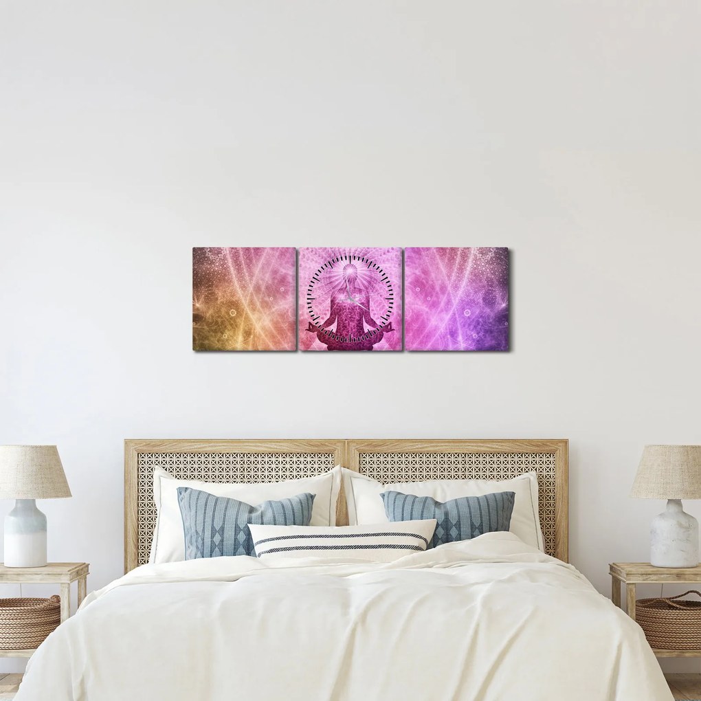 Obraz meditácie (s hodinami) (90x30 cm)
