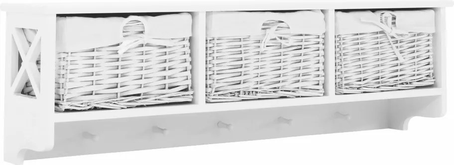 Vešiaková polica s košíkmi Rafaello, biela