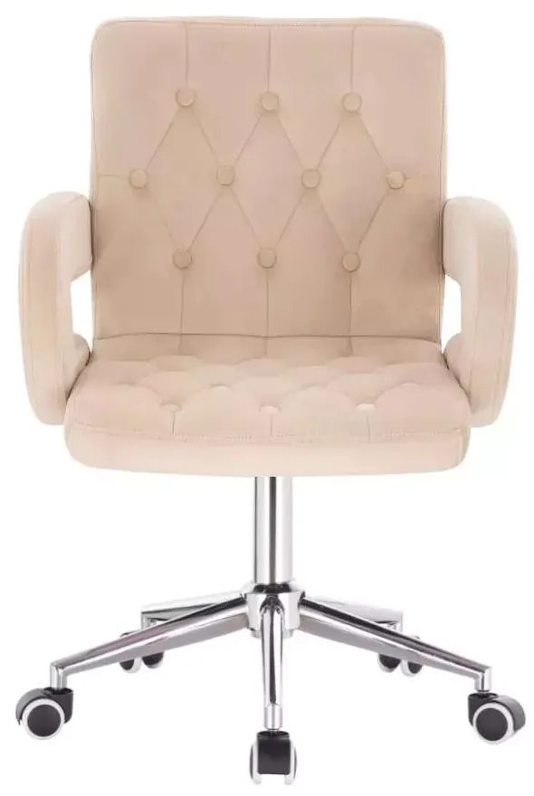 LuxuryForm DESIGN Stolička BOSTON VELUR na striebornej podstave s kolieskami - krémová