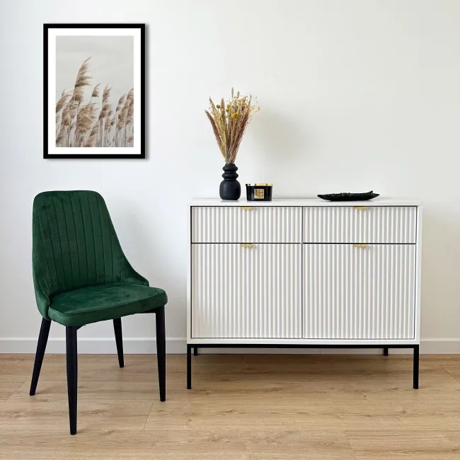 Jedálenská stolička LORIENT zamatová, tmavozelená