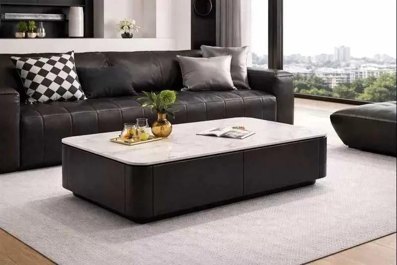LuxuryForm DESIGN Konferenčný stolík ASTON 120 × 60 × 36 cm – čierny s bielou doskou