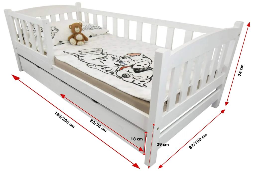 Wilsondo Detská posteľ so zábranou Oľga 2 - biela Rozmer: 200x90