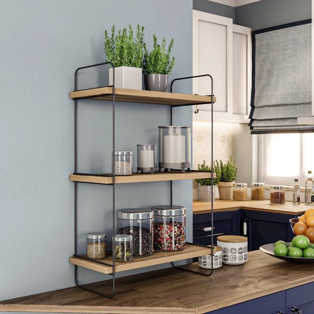 Poschodová polica v dekore duba v prírodnej farbe 40 cm Pulalis – Kalune Design