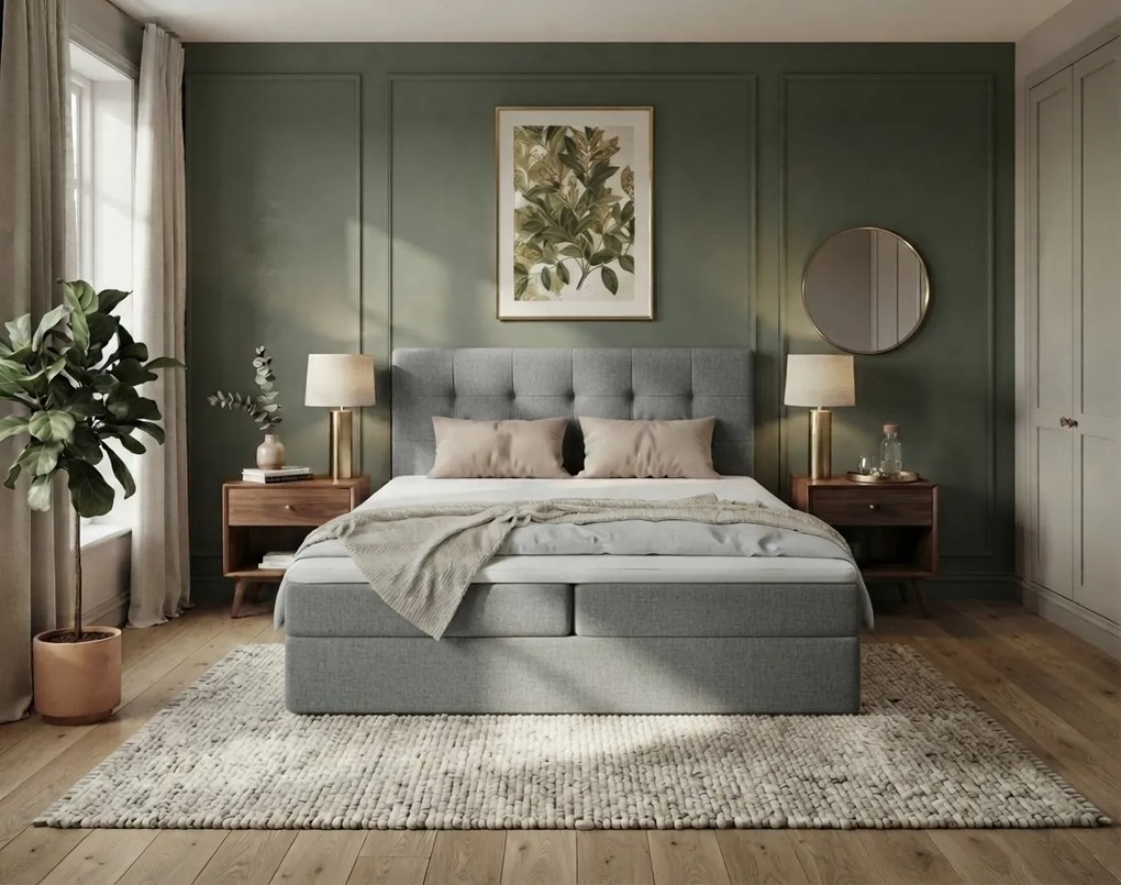 Čalúnená posteľ boxspring DIRELIS TRINITY 180x200 cm sivá Matrac: Bonell pružinová matrac