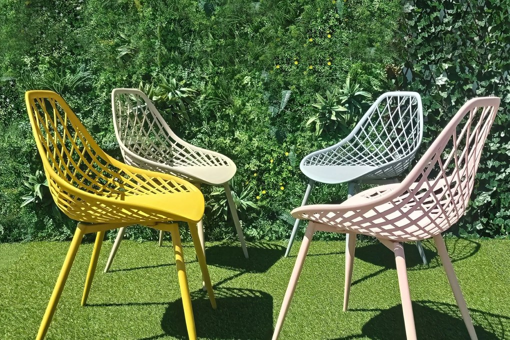 Stolička LUGO šedá - moderná, priesvitná, do kuchyne / záhrady / kaviarne