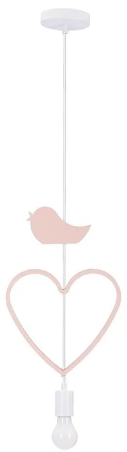 Detský luster na lanku HEART 1xE27/20W/230V ružová/biela
