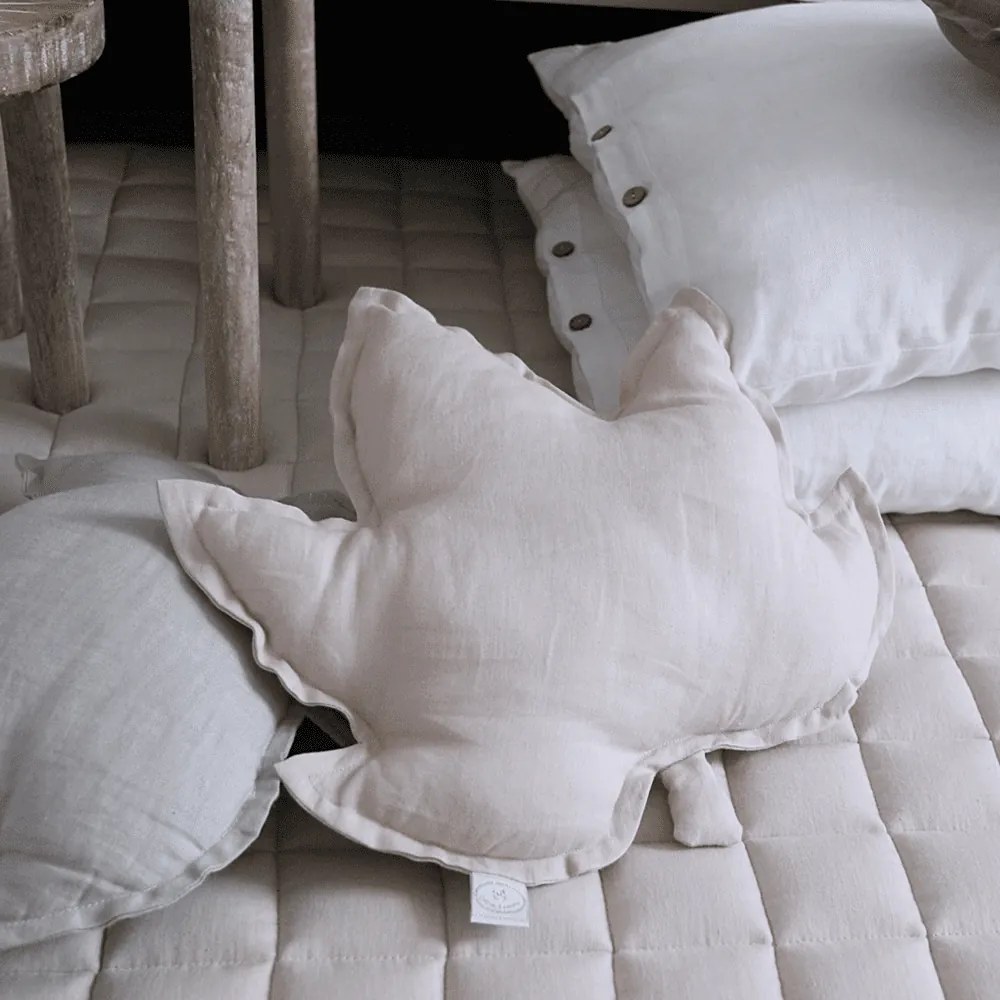 Ľanový vankúš javorový list púdrovo ružová 43x43 cm