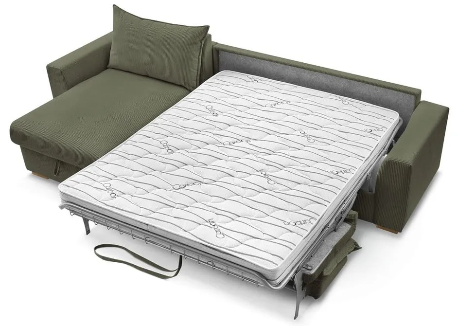 Zelená menčestrová rozkladacia rohová pohovka (variabilná) Augustin – Bobochic Paris