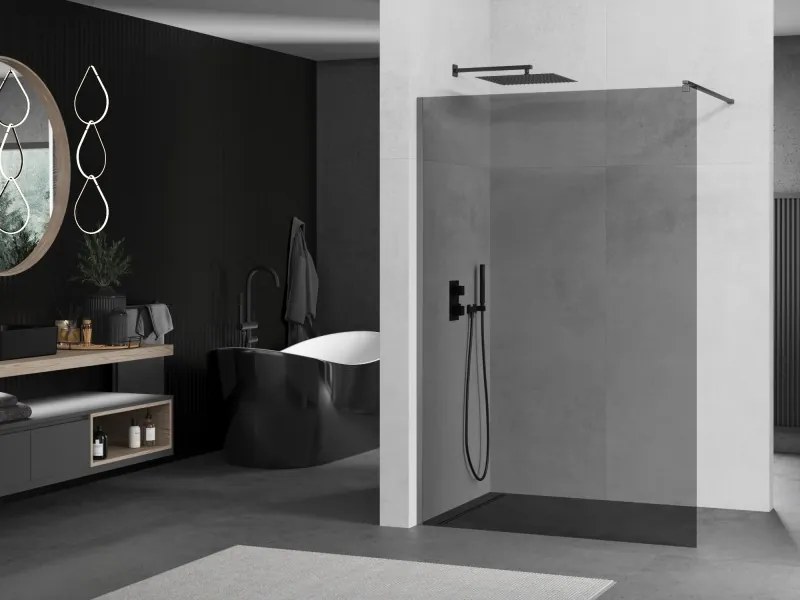 Mexen Kioto, sprchová zástena Walk-In 120 x 200 cm, 8mm šedé sklo, grafitový profil, 800-120-101-95-40