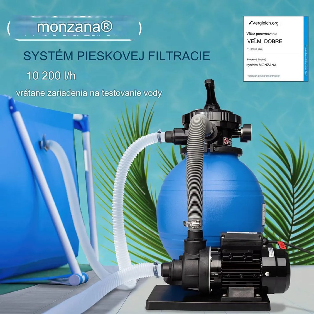 InternetovaZahrada Pieskový filtračný systém 10 200 l/h s testerom vody