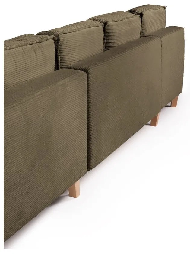 Zelená menčestrová rozkladacia rohová pohovka (pravý roh/do tvaru "U") Tori – Bonami Selection