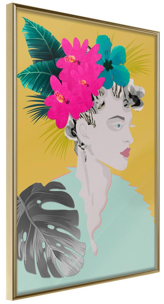 Artgeist Plagát - Flowers In The Hair [Poster] Veľkosť: 30x45, Verzia: Zlatý rám s passe-partout