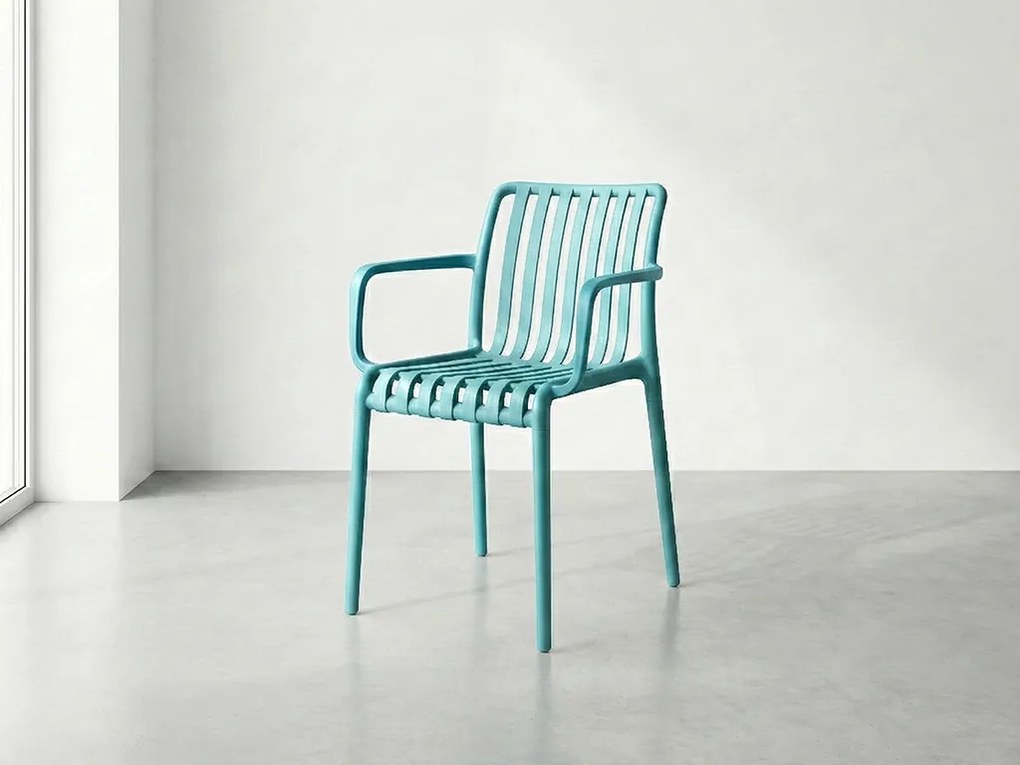 Plastová stolička TREGO s opierkami, modrá