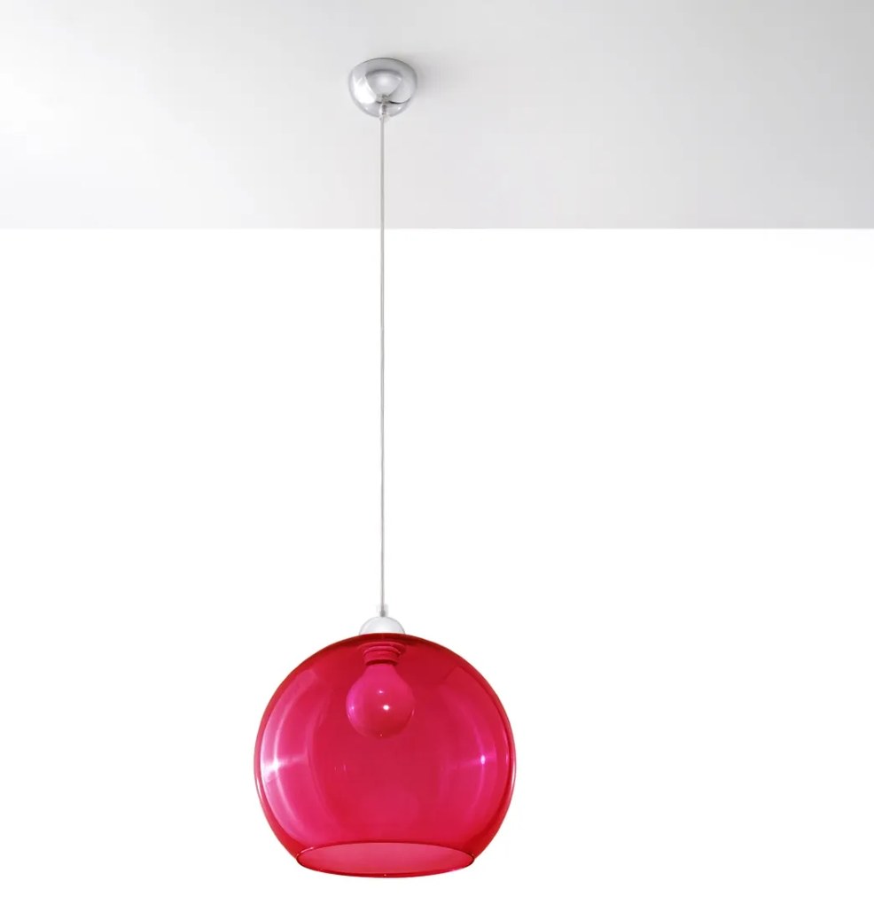Závesné svietidlo Ball, 1x červené sklenené tienidlo