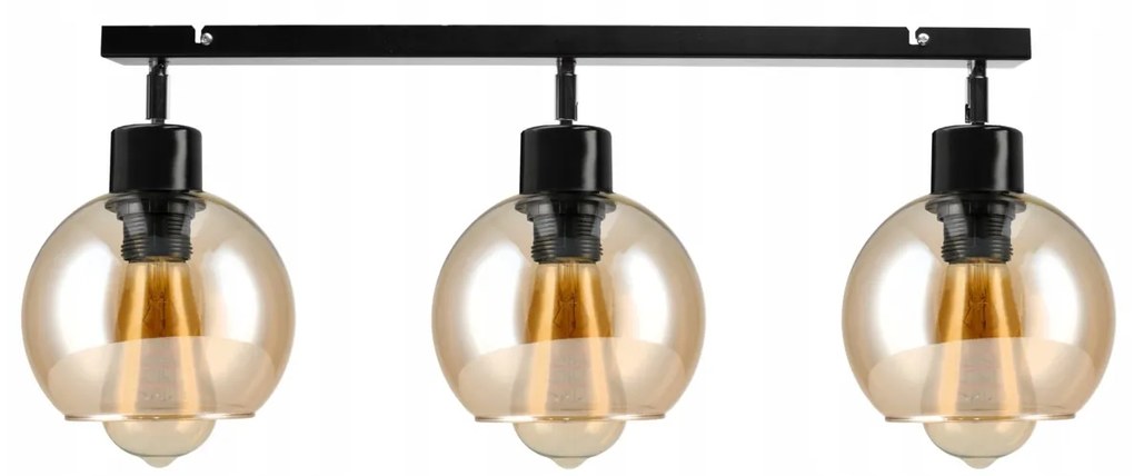 BERGE Sklenená stropná lampa LOFT 3xE27 - jantárová
