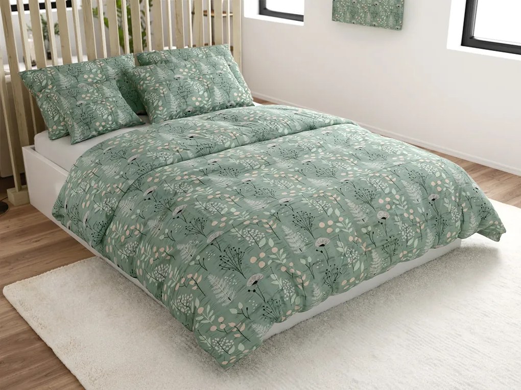 Krepové obliečky WILD FLOWERS mentolové Rozmer obliečky: 70 x 90 cm | 140 x 200 cm