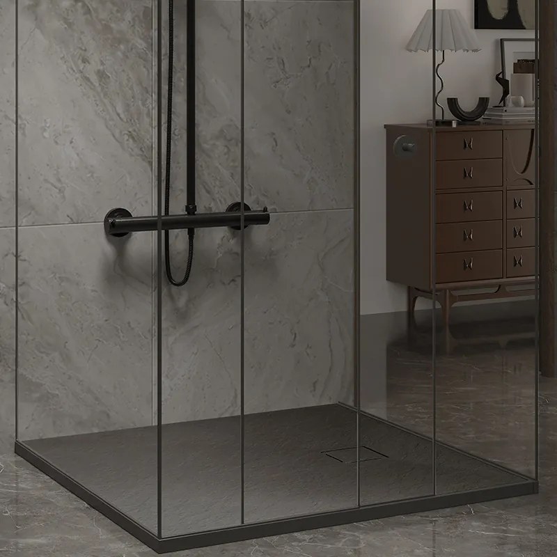 BPS-koupelny Štvorcová akrylátová sprchová vanička RIKO BL 90x90 čierna