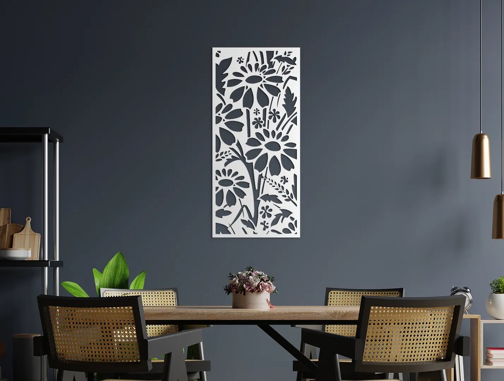 drevko Drevený obraz na stenu Kvety Rozmer obrazu: 44,5 x 20,5 cm, Farba dekorácie: Čierna
