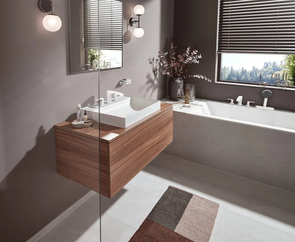 Hansgrohe Vivenis, umývadlová batéria s výpustom, 3-otvorová inštalácia, EcoSmart, biela matná, 75033700