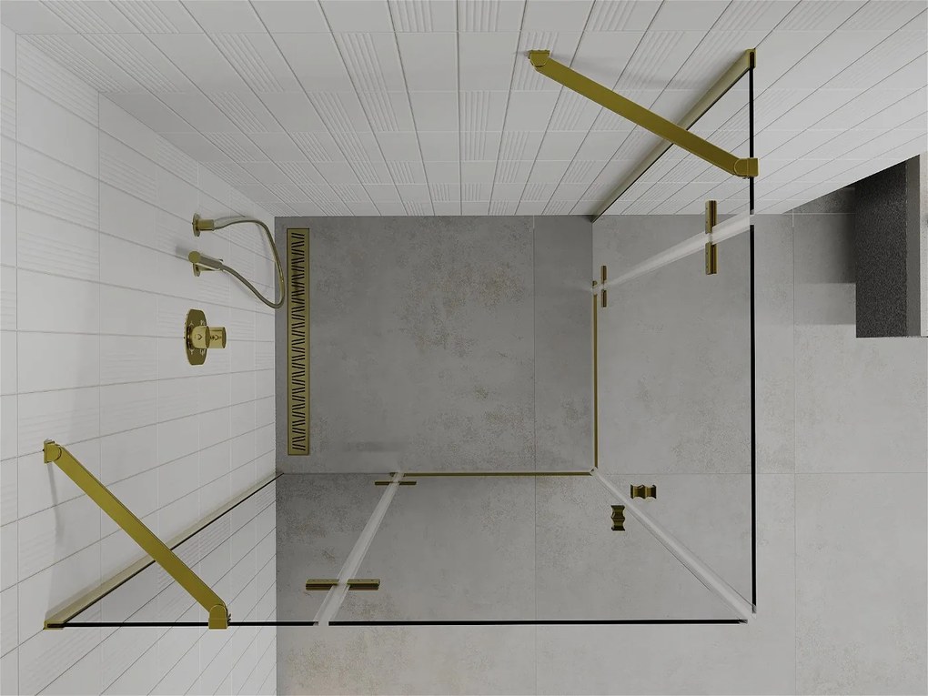 Mexen Roma Duo, sprchový kút 90 (dvere) x 80 (dvere) cm, 6mm číre sklo, zlatý profil, 854-090-080-50-00-02