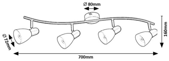 Rabalux 73094 - Bodové svietidlo SOMA 4xE14/40W/230V