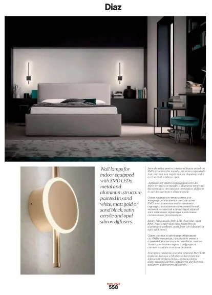 Redo 01-2697 - LED nástenné svietidlo DIAZ LED/20W/230V CRI 90 zlaté