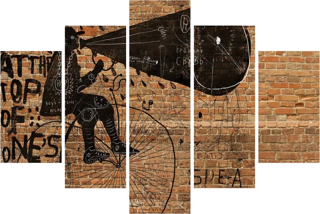 Obraz - Muž na bicykli v Banksyho štýle (150x105 cm)