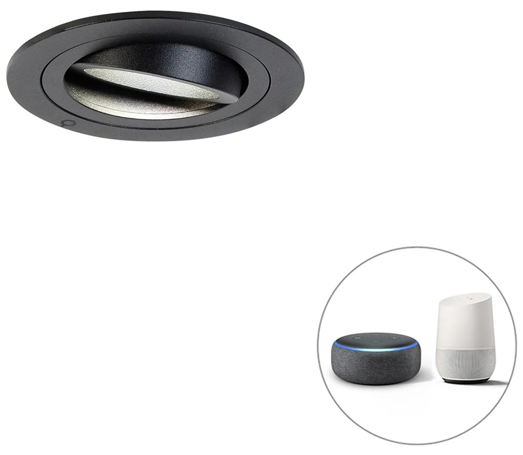 Inteligentné zabudované bodové svetlo čierne vrátane Wifi GU10 - Rondoo