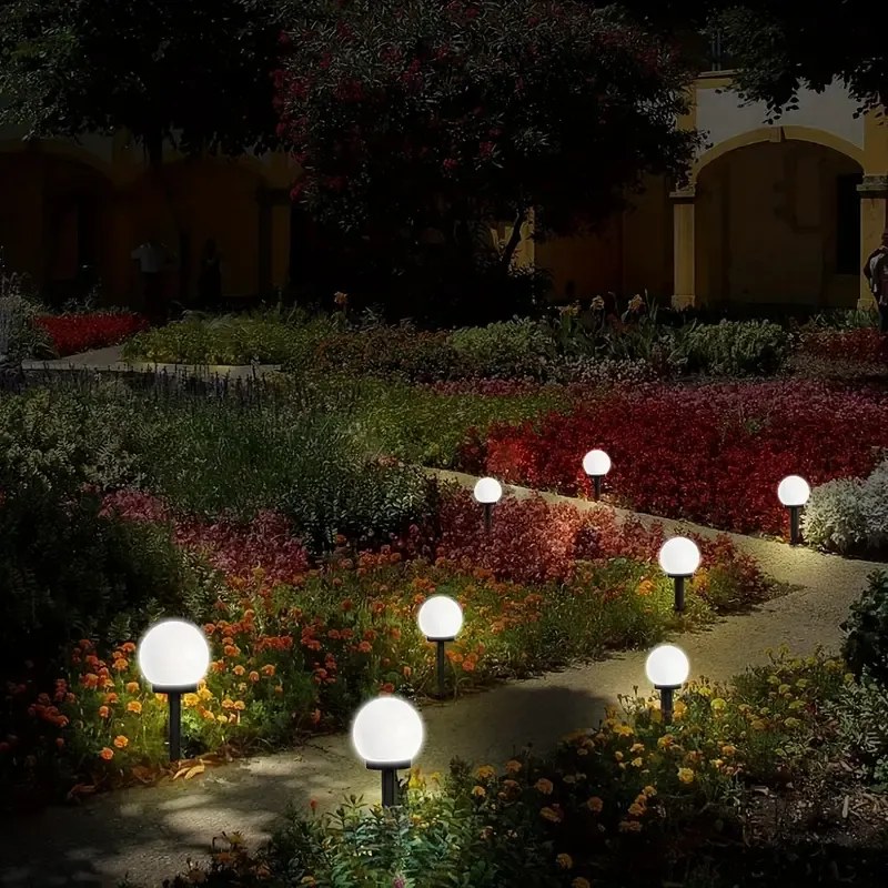 BERGE SADA 4 solárnych záhradných lámp, LED, BIELA, 10 cm, vodotesná, IP44