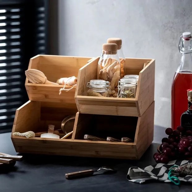 Bambusový organizér, úložný box, 1-komorový, SINGLE CAJA, 31x17x13