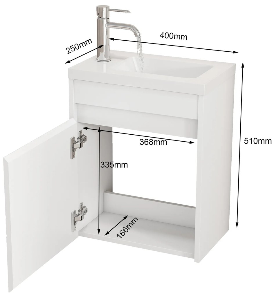 Závesná skrinka s umývadlom Houseland Mavon 40 cm biela