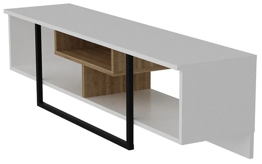 Biely TV stolík v dekore duba 149x40 cm Asal - Kalune Design