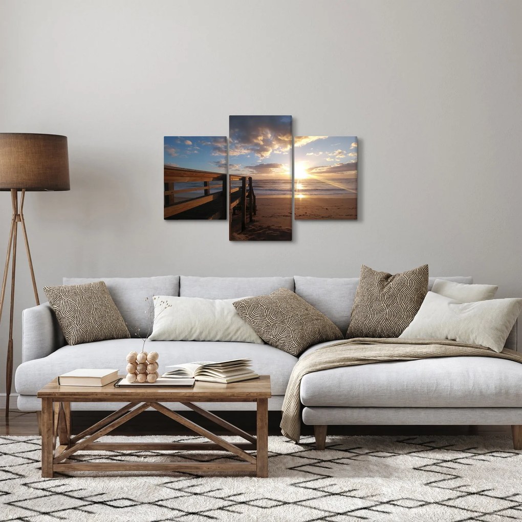 Obraz móla, pláže a more (90x60 cm)