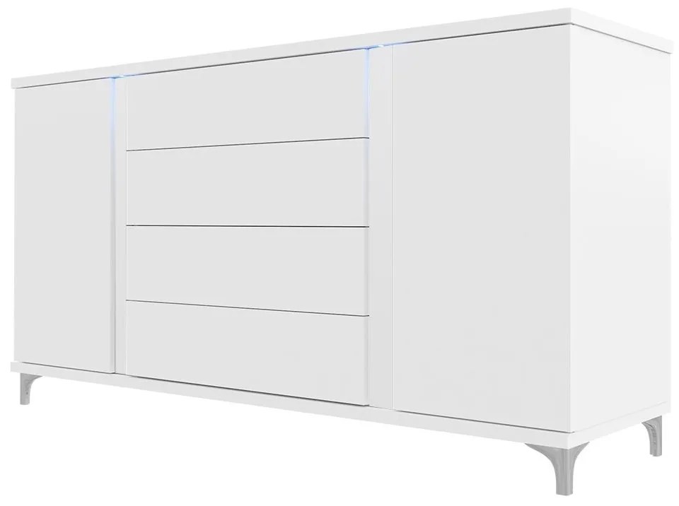 Komoda Anrok 180 AR04, Farby: biela / biely lesk + čierny lesk
