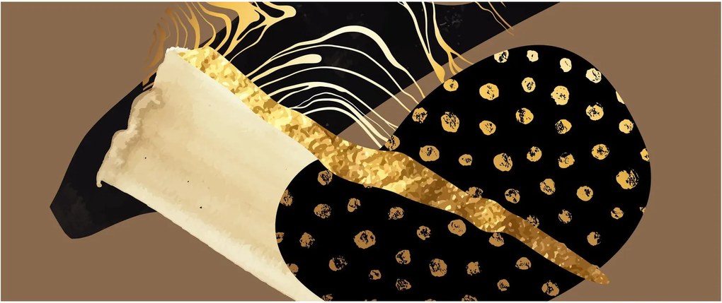 Obraz - Abstrakcia golden brown N⁰1 (120x50 cm)