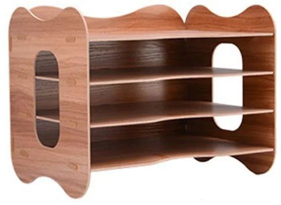 DIY kancelársky zásobník na dokumenty, organizér na dokumenty 4 priehradky tmavé drevo 2341