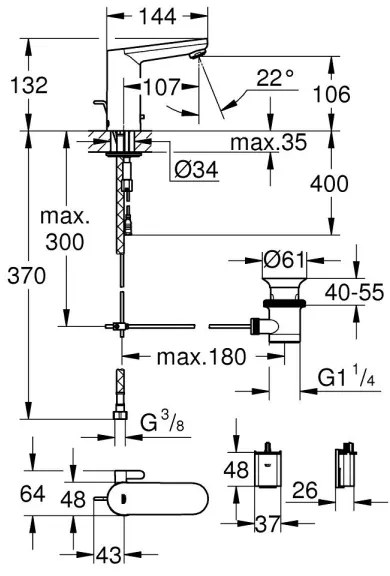 GROHE 36331001 - Umývadlová batéria EUROECO 1 14” lesklý chróm