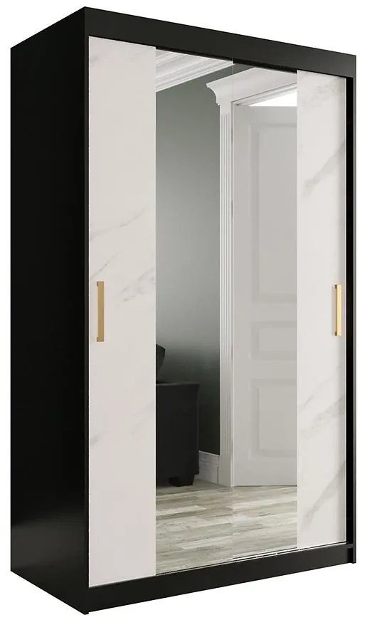 Skriňa Marmur T1 120 čierna/mramor biely