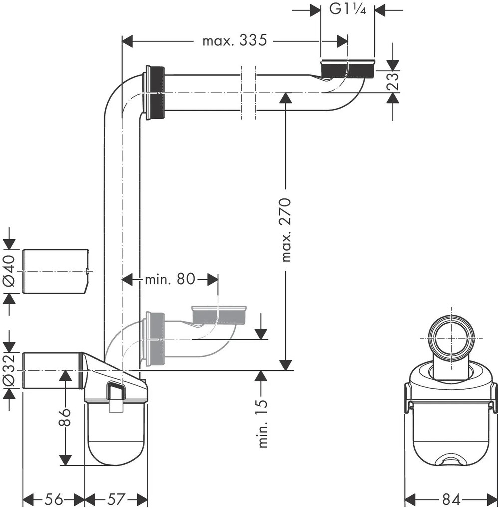 Hansgrohe Hansgrohe, priestorovo úsporný sifón k umývadlu, HAN-54235000