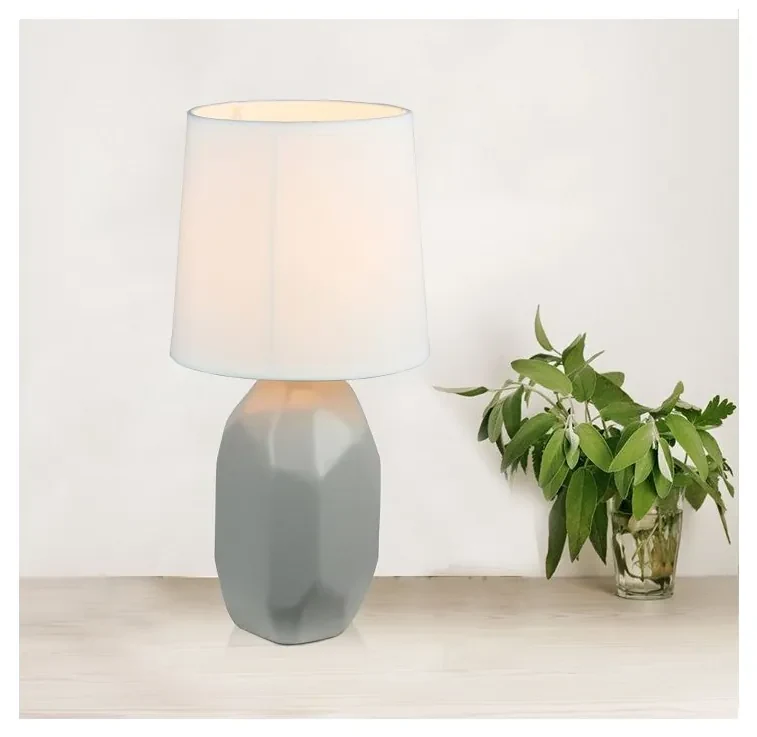 Keramická stolná lampa, sivá, QENNY TYP 2 AT15556