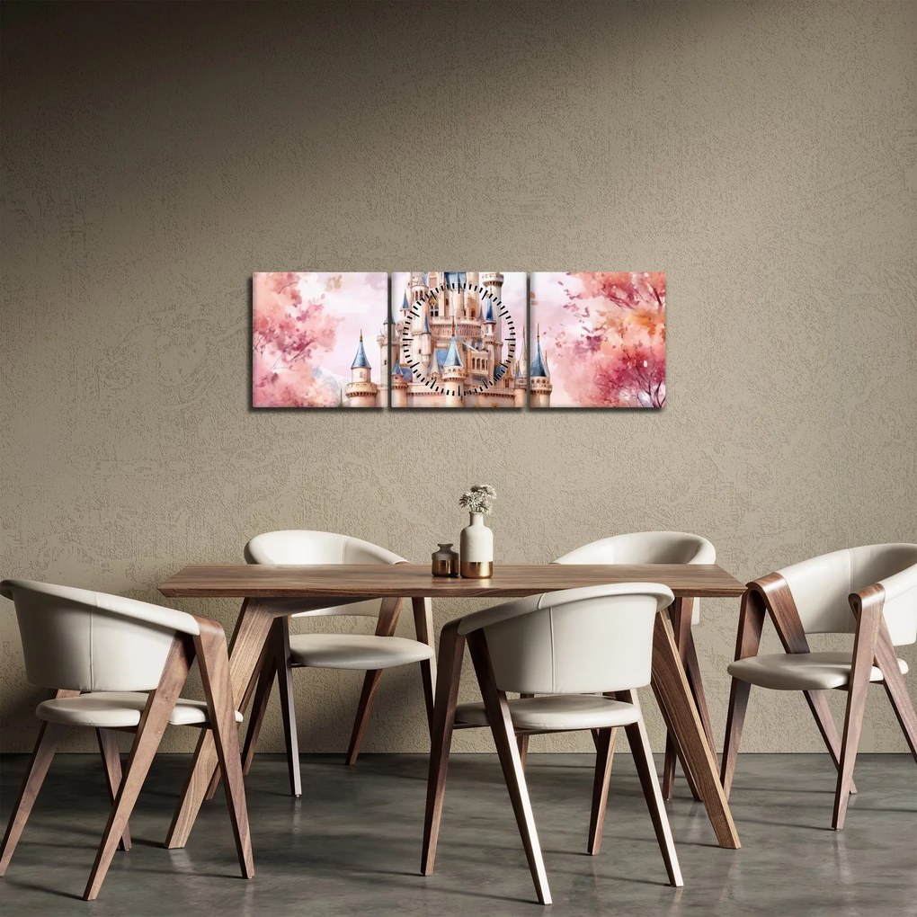 Obraz - Rozprávkový zámok (s hodinami) (90x30 cm)